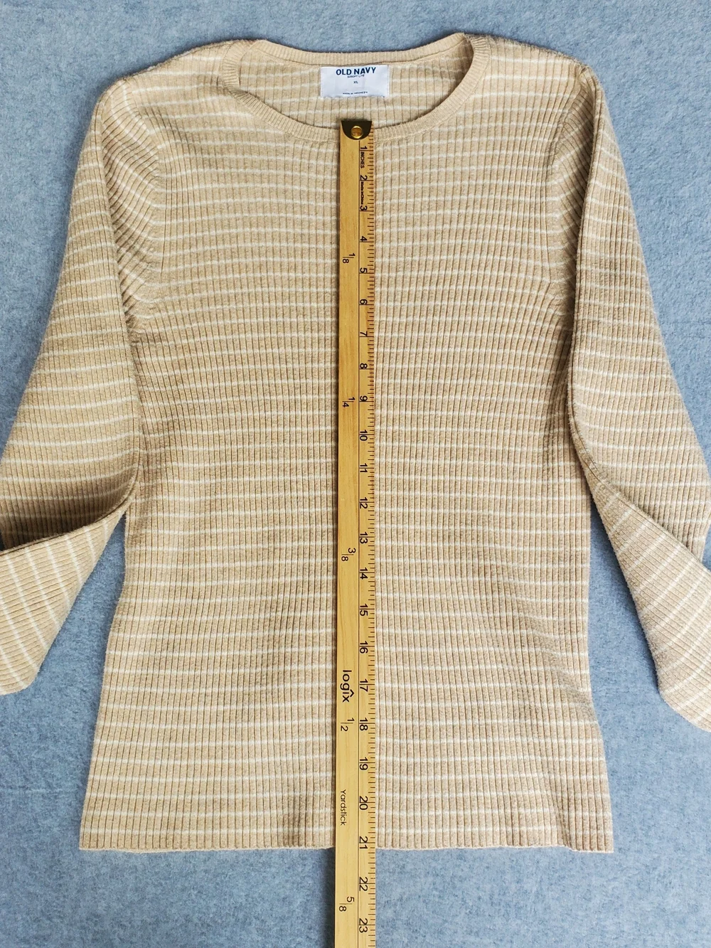 Old Navy Womens Long-Sleeve Ribbed Crewneck Sweater - Beige